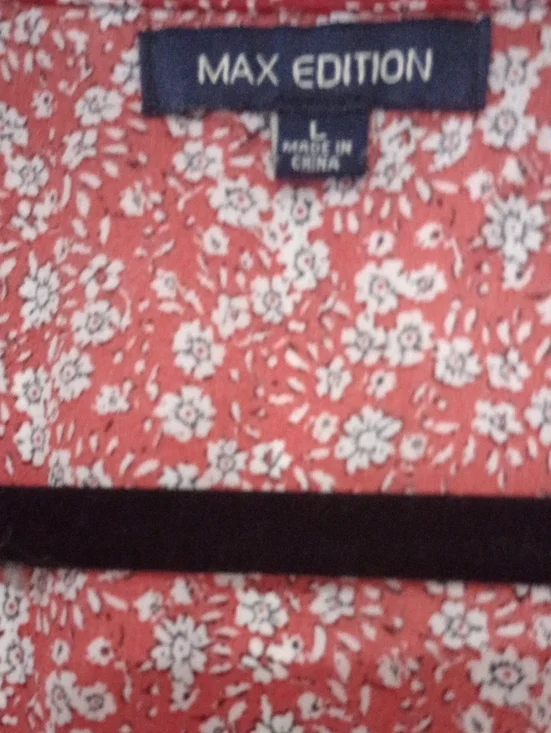 Max Edition Red Floral V-Neck Smocked Waist Blouse - Picture 4 of 4